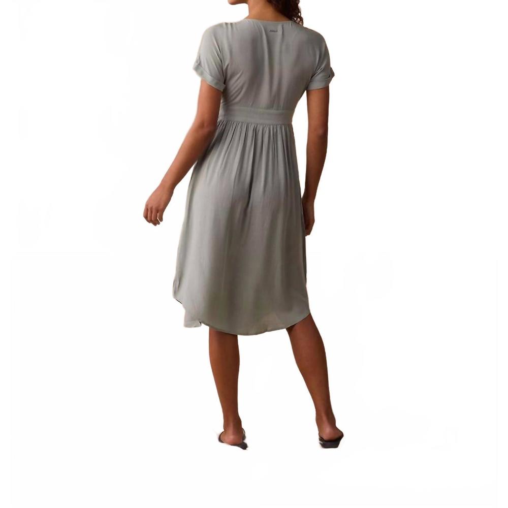 NEW THE NORMAL BRAND deep v-neck button dress in juniper - Picture 2 of 3